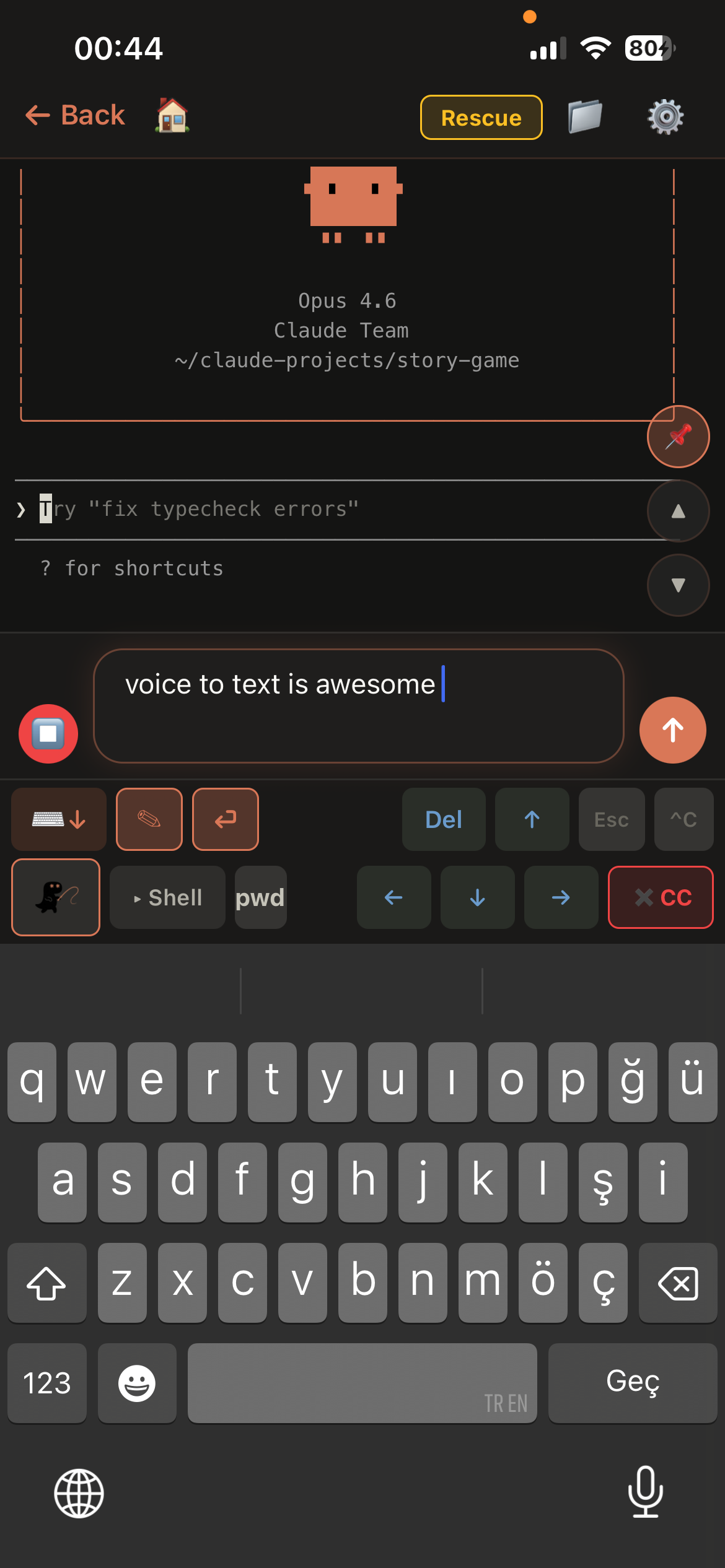 Claudaway terminal with voice input